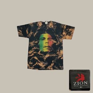 Zion Rootswear | Vintage 1999 Bob Marley Big Face Custom Bleach Tie Dye Tee L